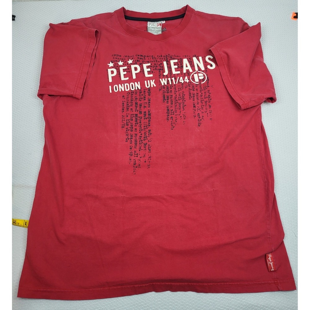 Pepe Jeans London Shirt Mens 2XL‎ Red Vintage Pepe UK Hip Hop Rap Baggy Light